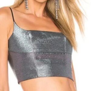 NWT! Superdown Revolve Metallic Bustier Corset Top L Sparkle